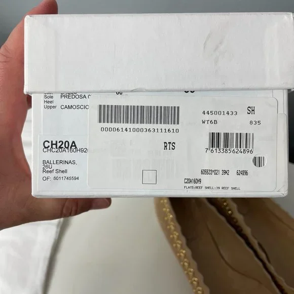 CHLOE Flo Grommet Scalloped Suede Ballerina Flat size 39